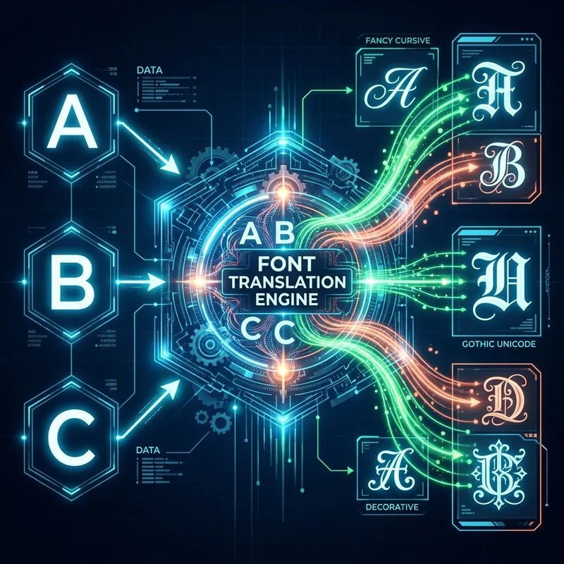Font translation engine tech diagram