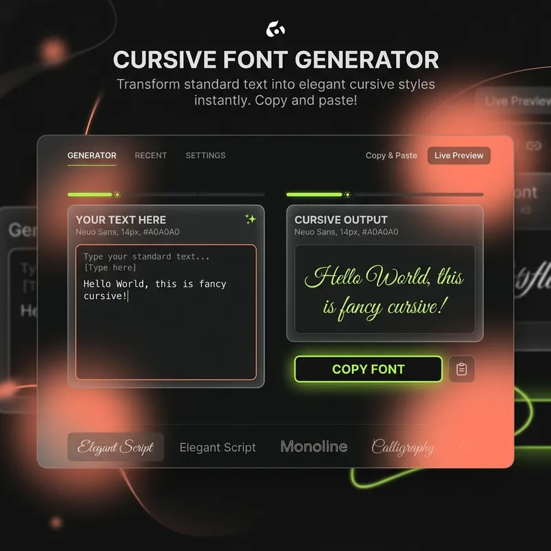 Font generator copy paste UI